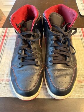 Nike Air Jordan Black and Red High-Top Sneakers. Size 12